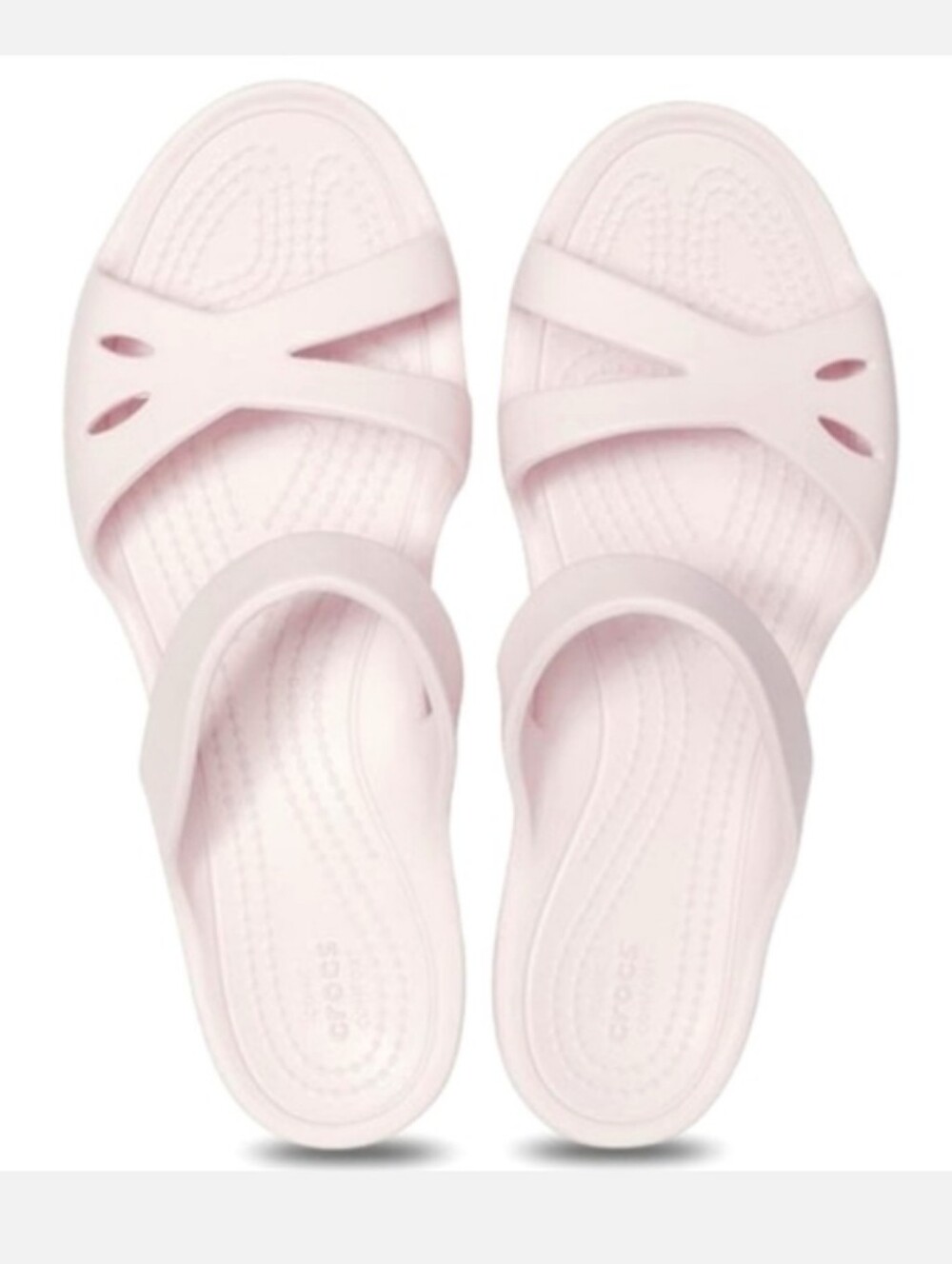 Crocs Kelli Iconic Strappy Slide On Sandals Women's Size10 Pale Pink Comfort EUC